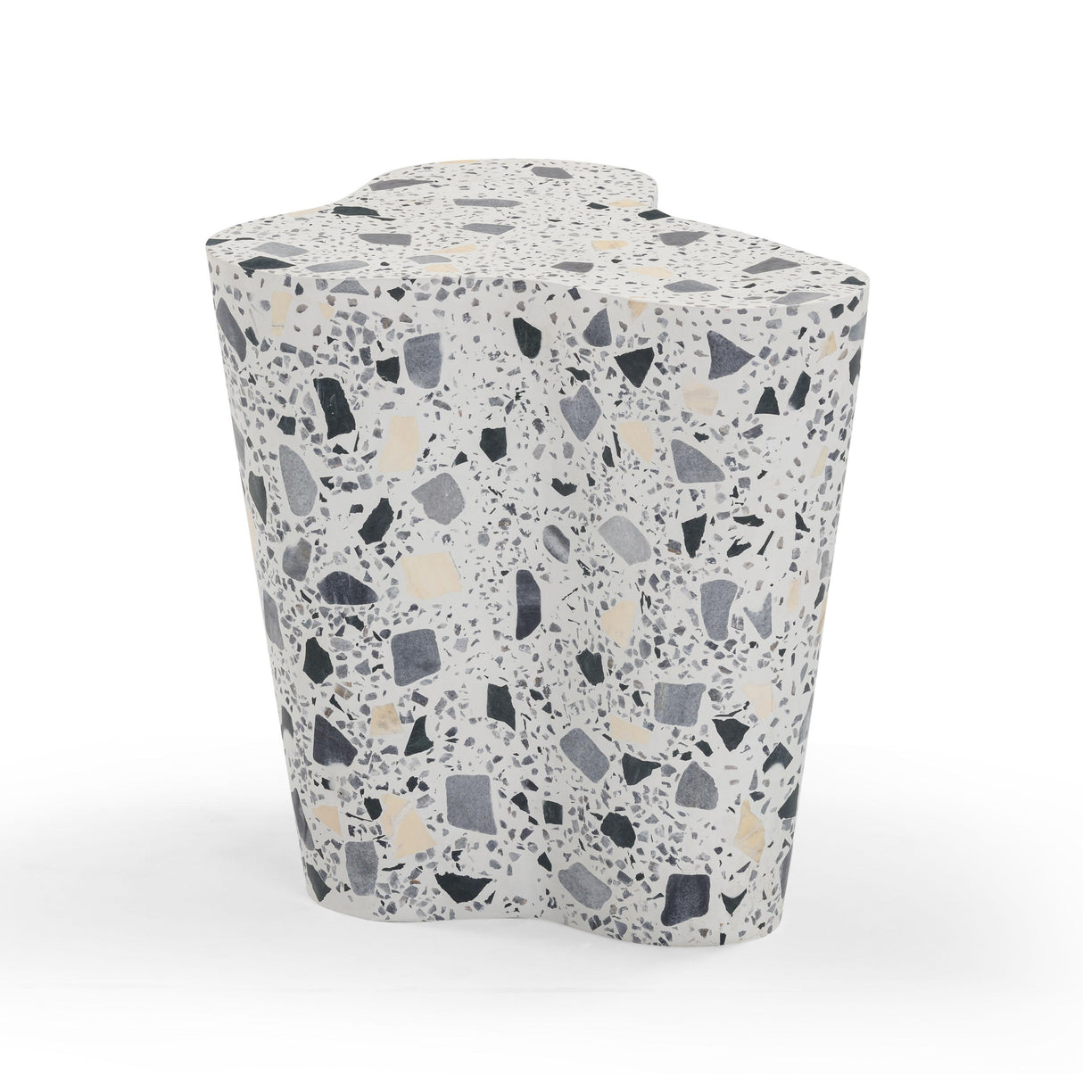 TOV Slab Black & White Riverbed Terrazzo Indoor/Outdoor Side Table