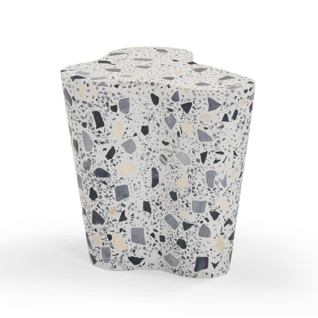 TOV Slab Black & White Riverbed Terrazzo Indoor/Outdoor Side Table