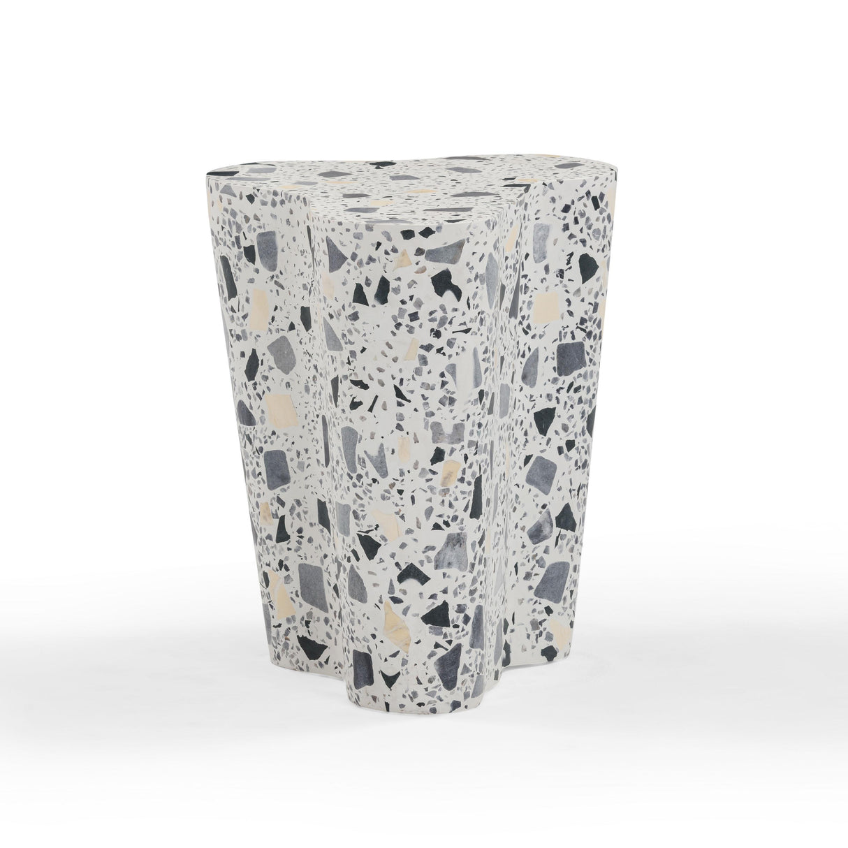 TOV Slab Black & White Riverbed Terrazzo Indoor/Outdoor Side Table