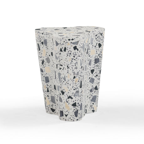 TOV Slab Black & White Riverbed Terrazzo Indoor/Outdoor Side Table