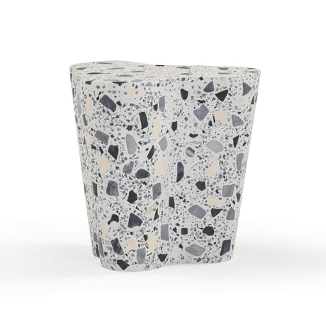 TOV Slab Black & White Riverbed Terrazzo Indoor/Outdoor Side Table