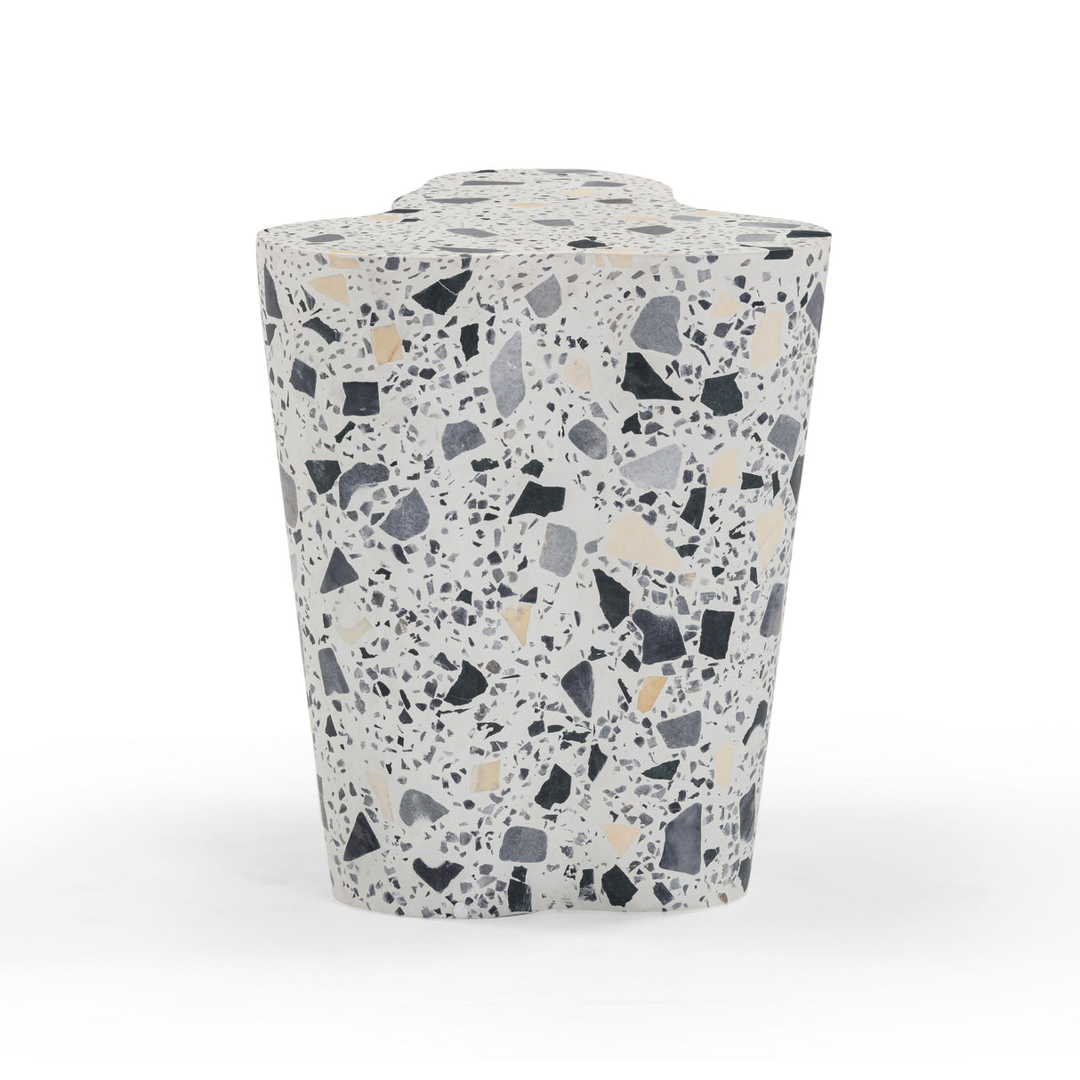 TOV Slab Black & White Riverbed Terrazzo Indoor/Outdoor Side Table