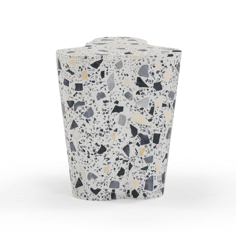 TOV Slab Black & White Riverbed Terrazzo Indoor/Outdoor Side Table