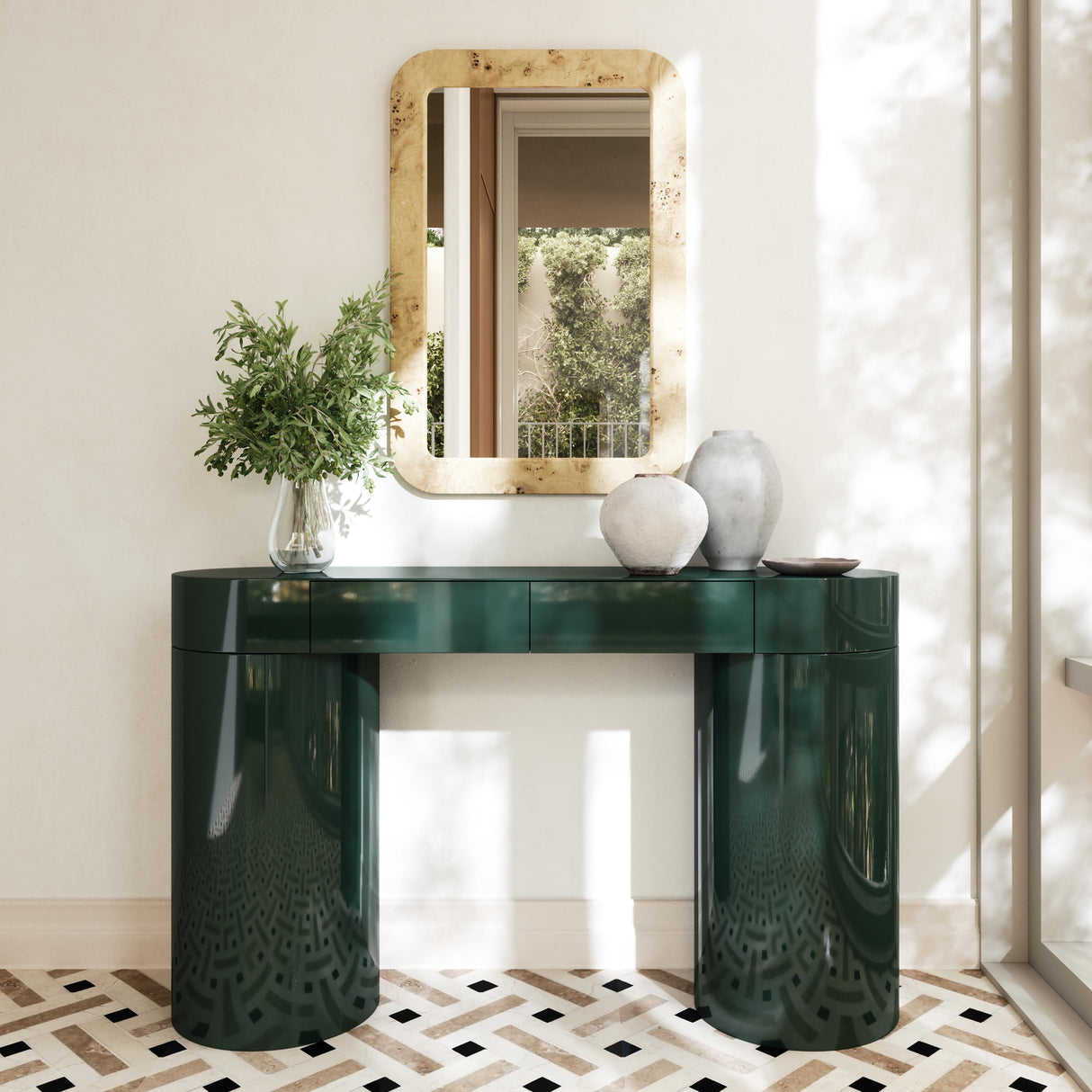 TOV Mira Deep Green High Gloss Console Table