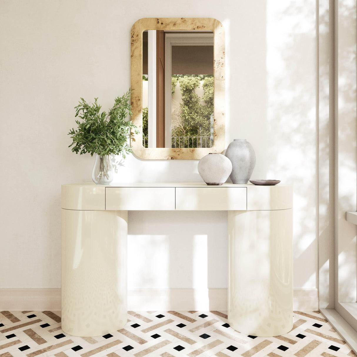 TOV Mira Cream High Gloss Console Table
