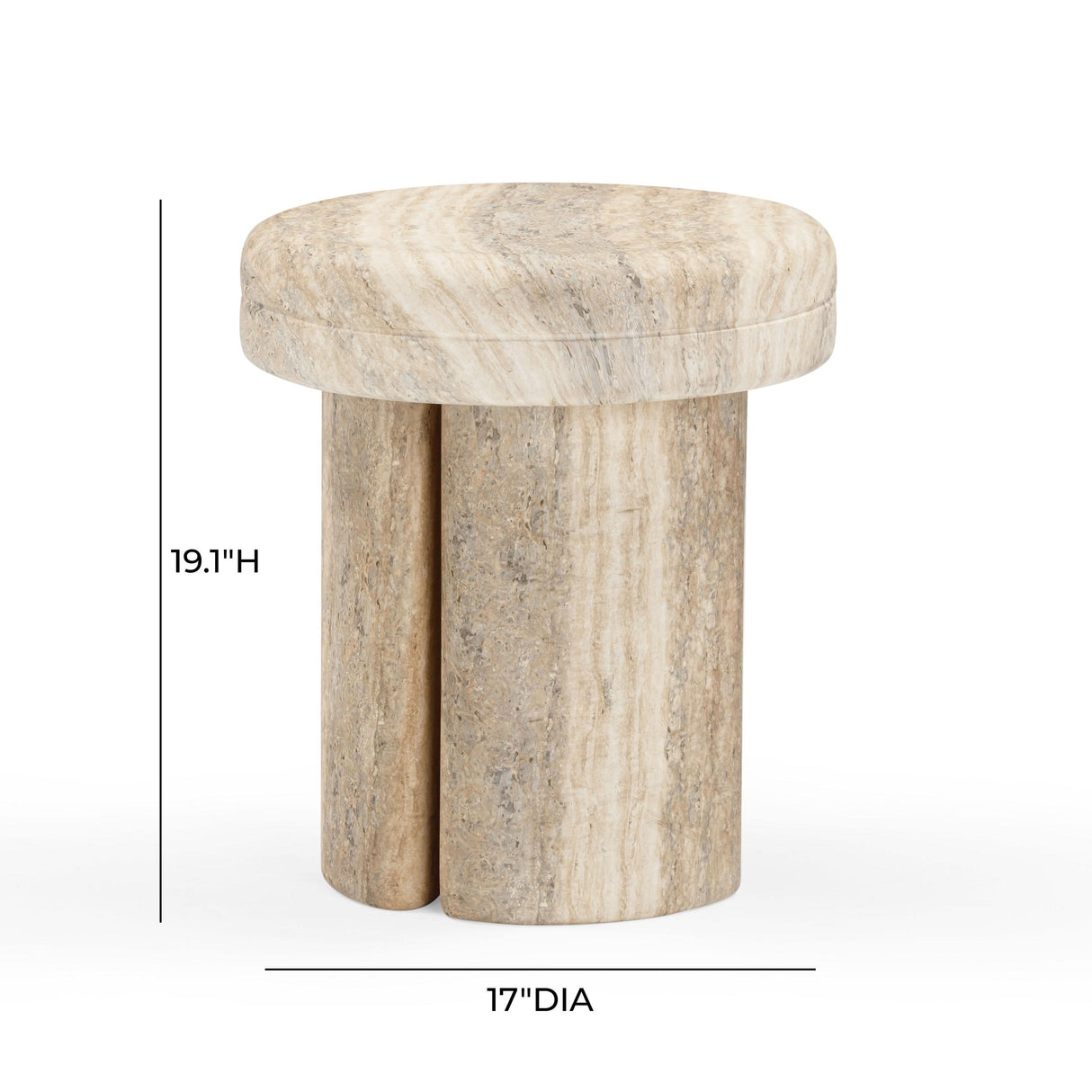 TOV Sheila Travertine Textured Concrete Side Table