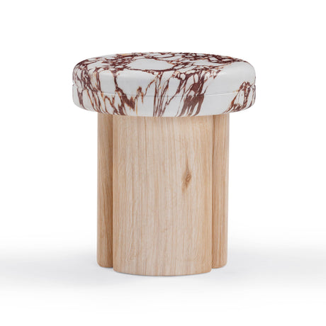 TOV Sheila Wood and Breccia Capraia Textured Concrete Side Table