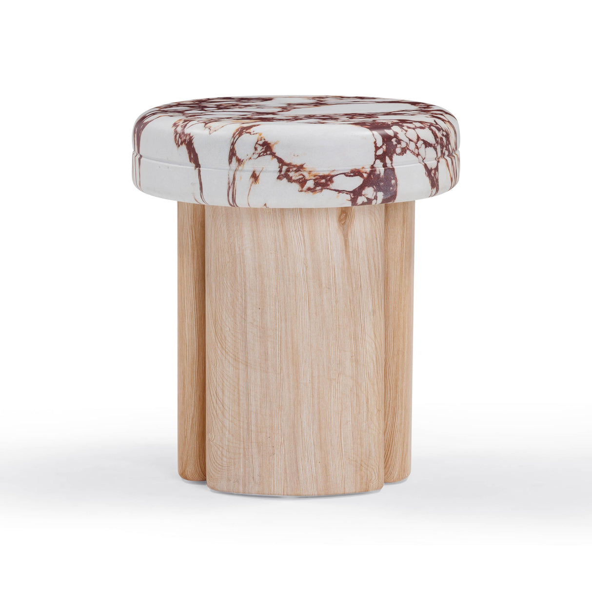 TOV Sheila Wood and Breccia Capraia Textured Concrete Side Table