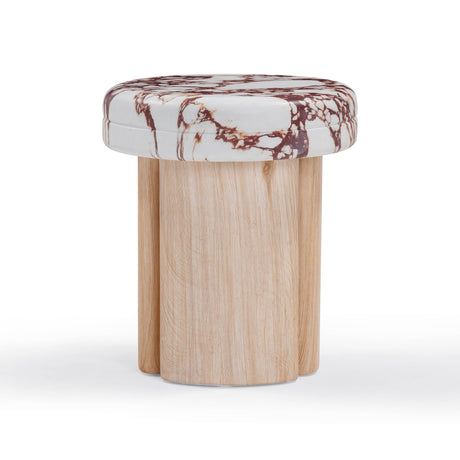 TOV Sheila Wood and Breccia Capraia Textured Concrete Side Table