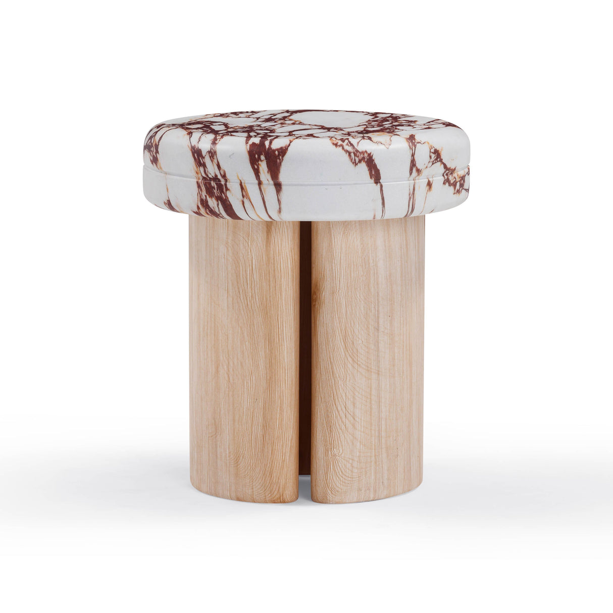 TOV Sheila Wood and Breccia Capraia Textured Concrete Side Table
