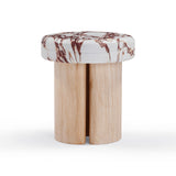 TOV Sheila Wood and Breccia Capraia Textured Concrete Side Table