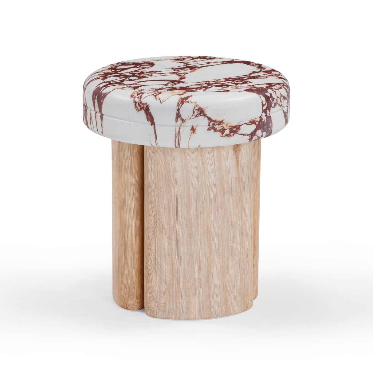 TOV Sheila Wood and Breccia Capraia Textured Concrete Side Table