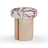 TOV Sheila Wood and Breccia Capraia Textured Concrete Side Table