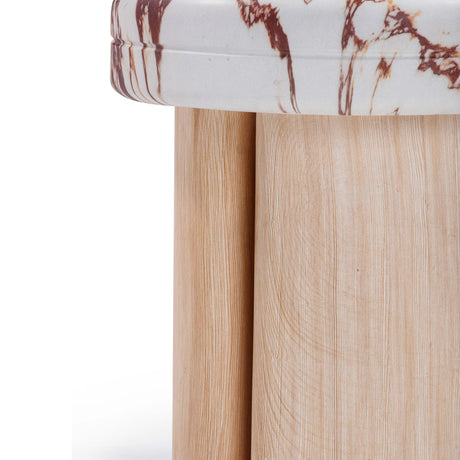 TOV Sheila Wood and Breccia Capraia Textured Concrete Side Table