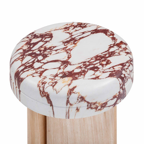 TOV Sheila Wood and Breccia Capraia Textured Concrete Side Table