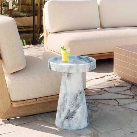 TOV Zara Aegean Marble Indoor / Outdoor Side Table