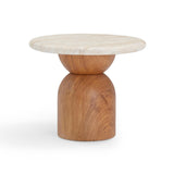 TOV Cynthia Travertine Concrete Indoor / Outdoor Side Table