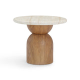 TOV Cynthia Travertine Concrete Indoor / Outdoor Side Table