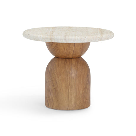 TOV Cynthia Travertine Concrete Indoor / Outdoor Side Table
