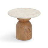 TOV Cynthia Travertine Concrete Indoor / Outdoor Side Table