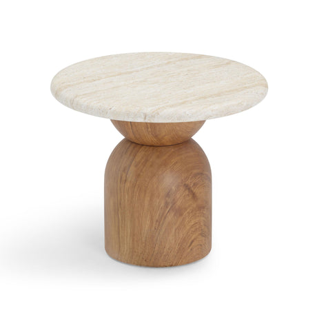 TOV Cynthia Travertine Concrete Indoor / Outdoor Side Table