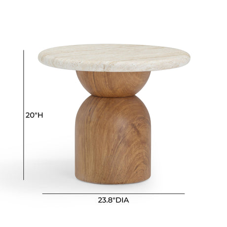TOV Cynthia Travertine Concrete Indoor / Outdoor Side Table