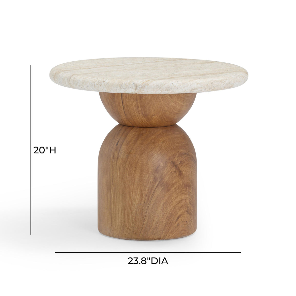 TOV Cynthia Travertine Concrete Indoor / Outdoor Side Table