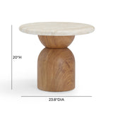 TOV Cynthia Travertine Concrete Indoor / Outdoor Side Table