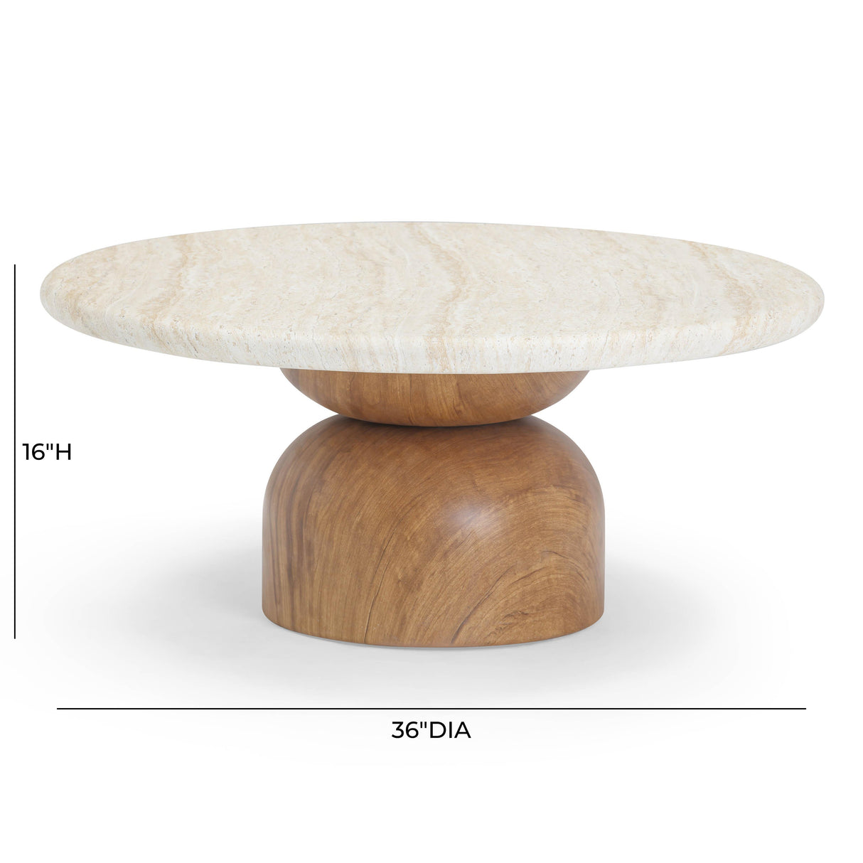 TOV Cynthia Travertine Concrete Indoor / Outdoor Coffee Table