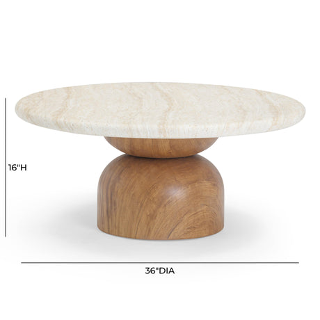 TOV Cynthia Travertine Concrete Indoor / Outdoor Coffee Table
