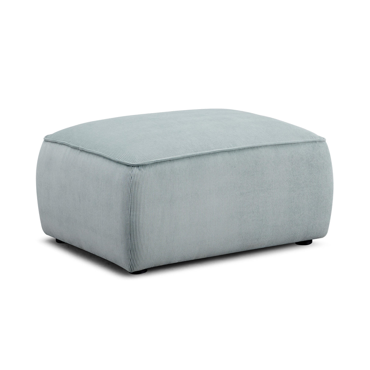 TOV Travie Sea Blue Performance Corduroy Velvet Ottoman