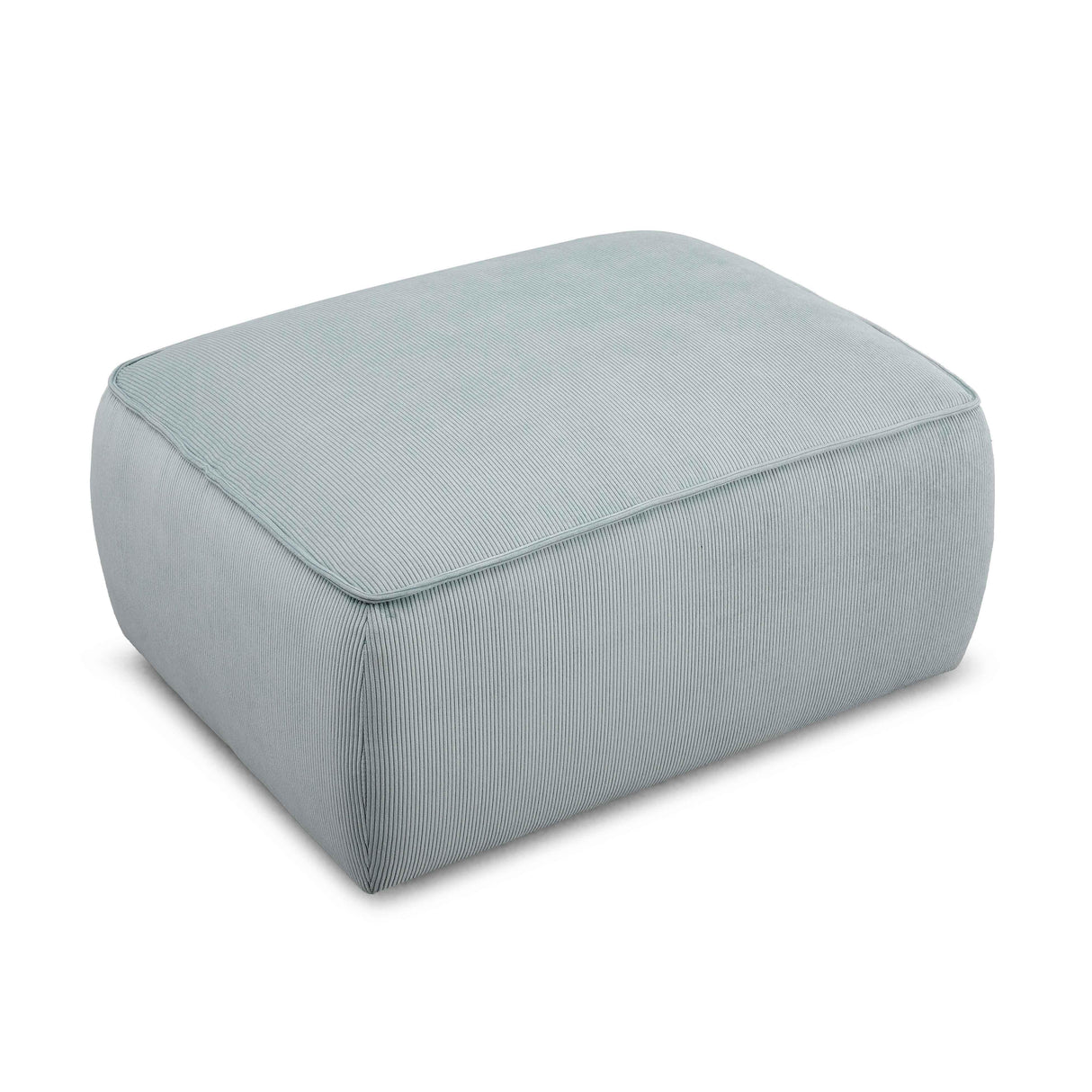 TOV Travie Sea Blue Performance Corduroy Velvet Ottoman