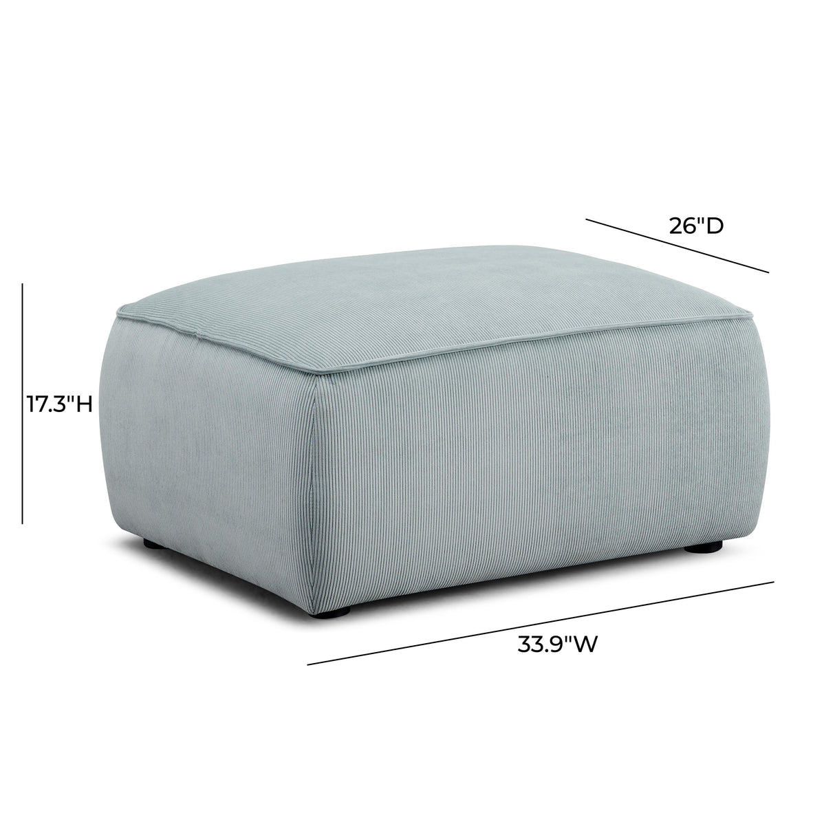 TOV Travie Sea Blue Performance Corduroy Velvet Ottoman