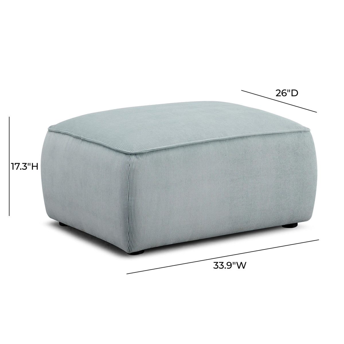 TOV Travie Sea Blue Performance Corduroy Velvet Ottoman