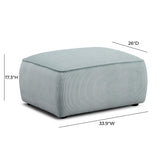 TOV Travie Sea Blue Performance Corduroy Velvet Ottoman