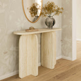 TOV Clementine Faux Travertine Console Table