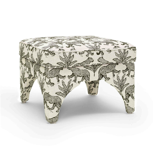 TOV Raji Cream Leopard Jacquard Ottoman