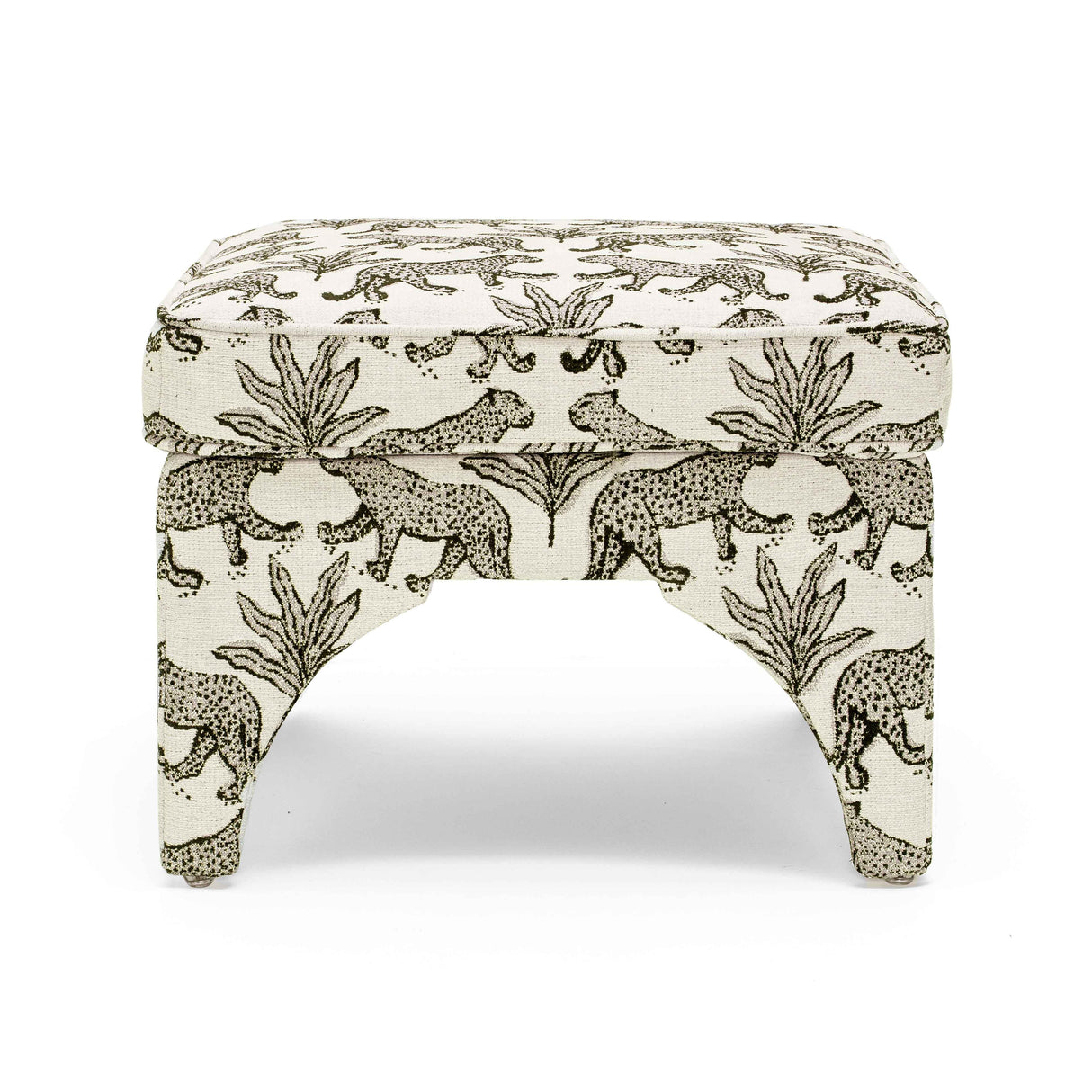 TOV Raji Cream Leopard Jacquard Ottoman