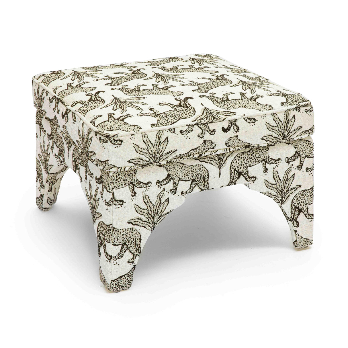 TOV Raji Cream Leopard Jacquard Ottoman