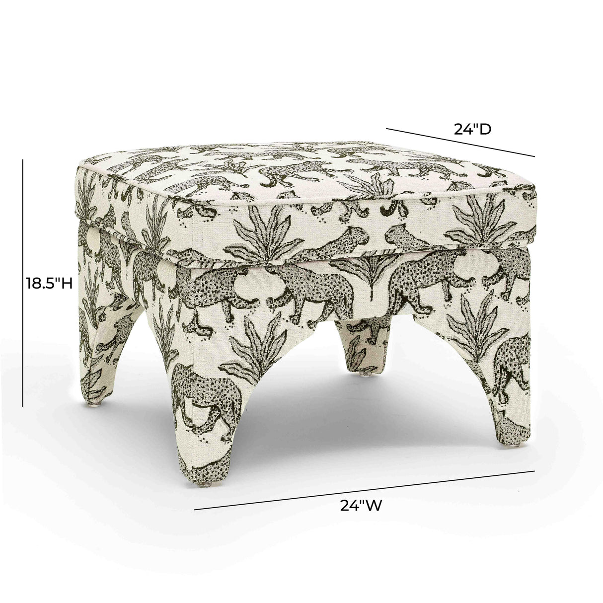 TOV Raji Cream Leopard Jacquard Ottoman
