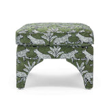 TOV Raji Olive Green Leopard Jacquard Ottoman