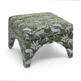 TOV Raji Olive Green Leopard Jacquard Ottoman
