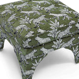 TOV Raji Olive Green Leopard Jacquard Ottoman