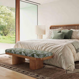 TOV Ollie Olive Green Leopard Jacquard Bench