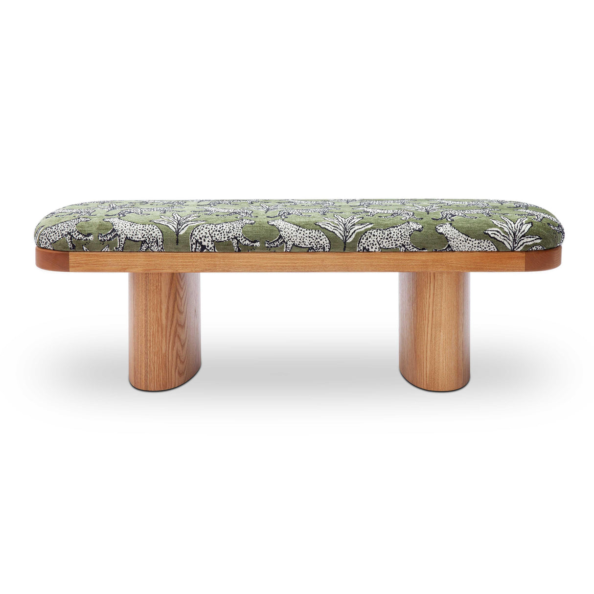 TOV Ollie Olive Green Leopard Jacquard Bench
