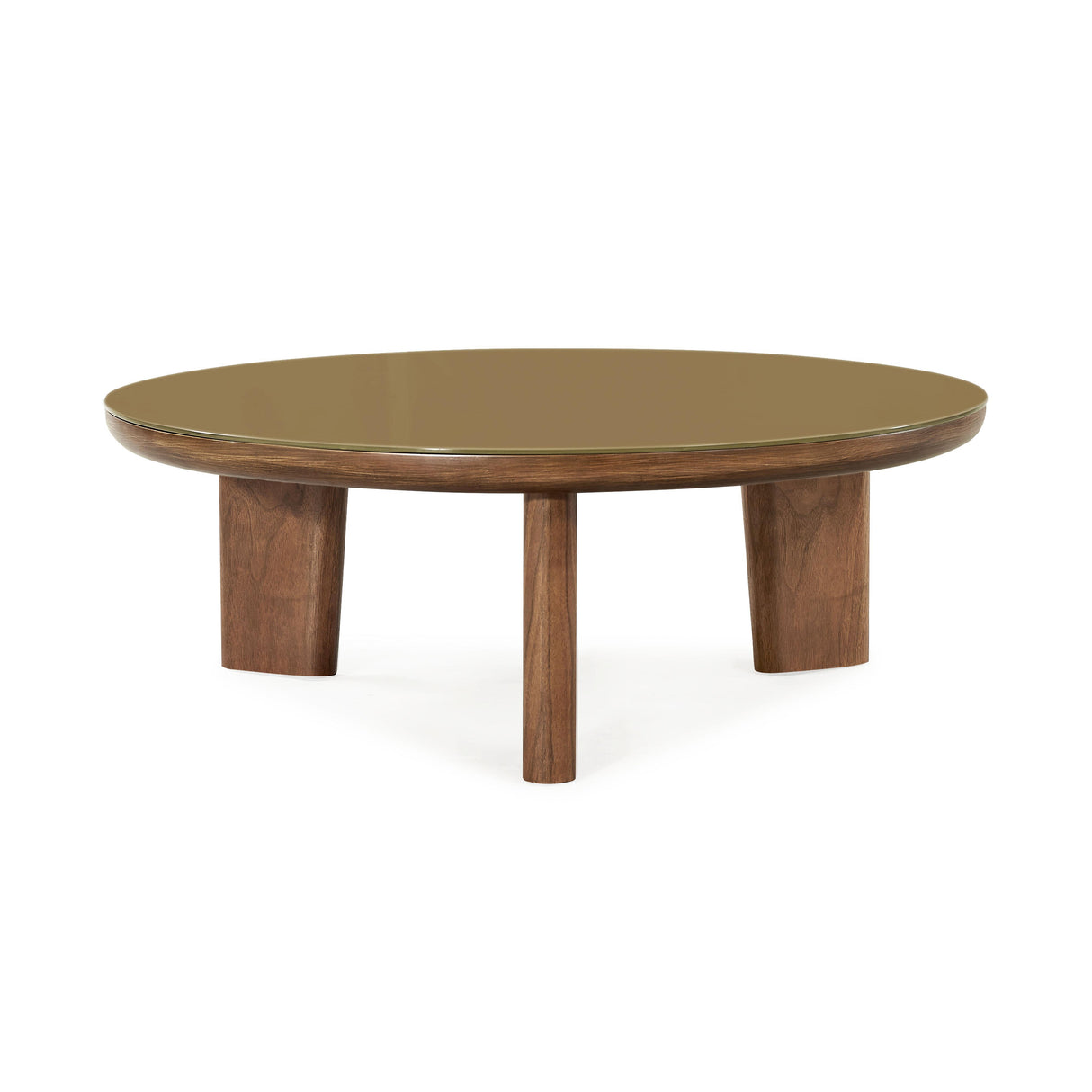 TOV Oani Walnut and Glass Round Coffee Table