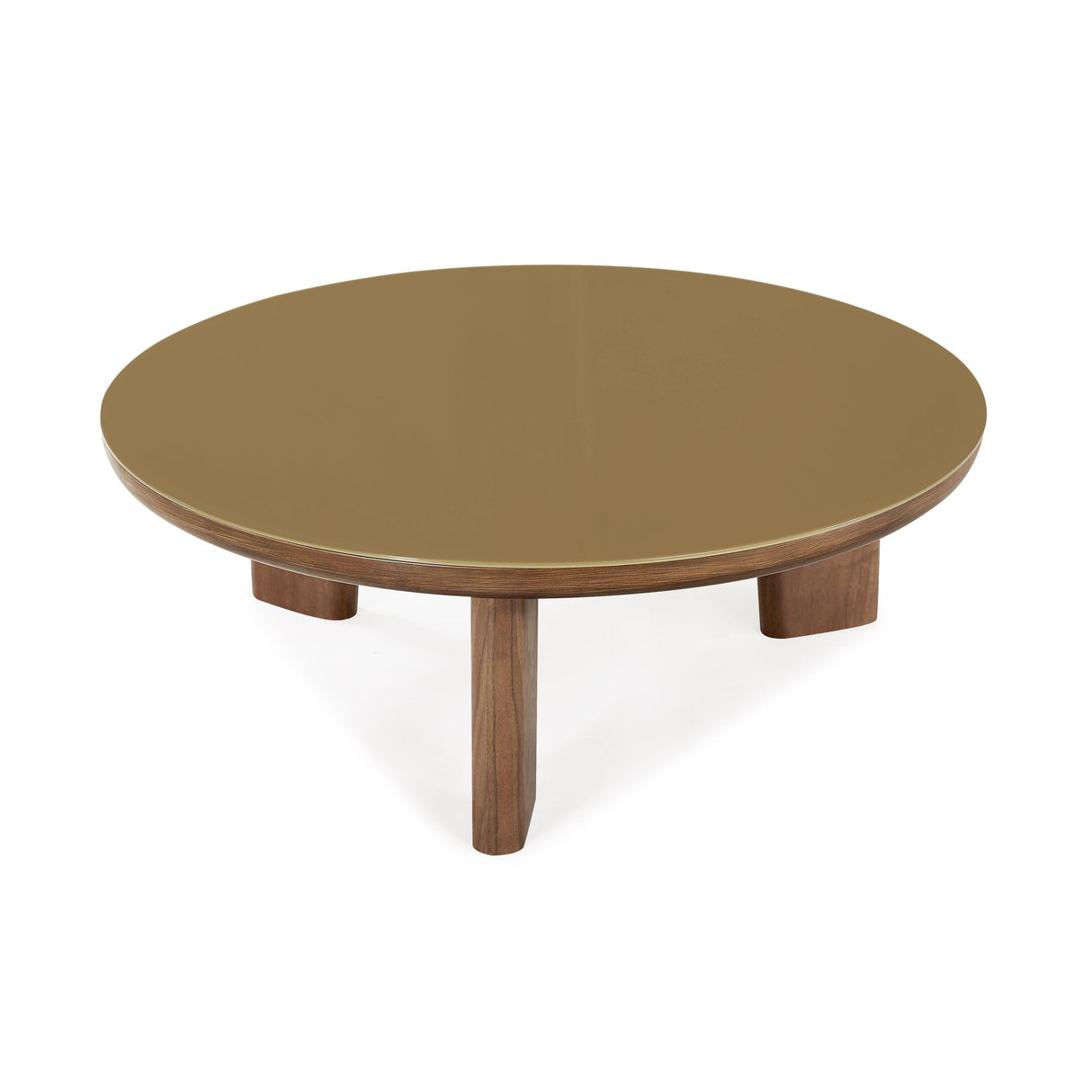 TOV Oani Walnut and Glass Round Coffee Table