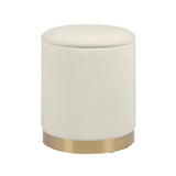 TOV Zoe Cream Chenille Storage Ottoman
