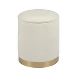 TOV Zoe Cream Chenille Storage Ottoman