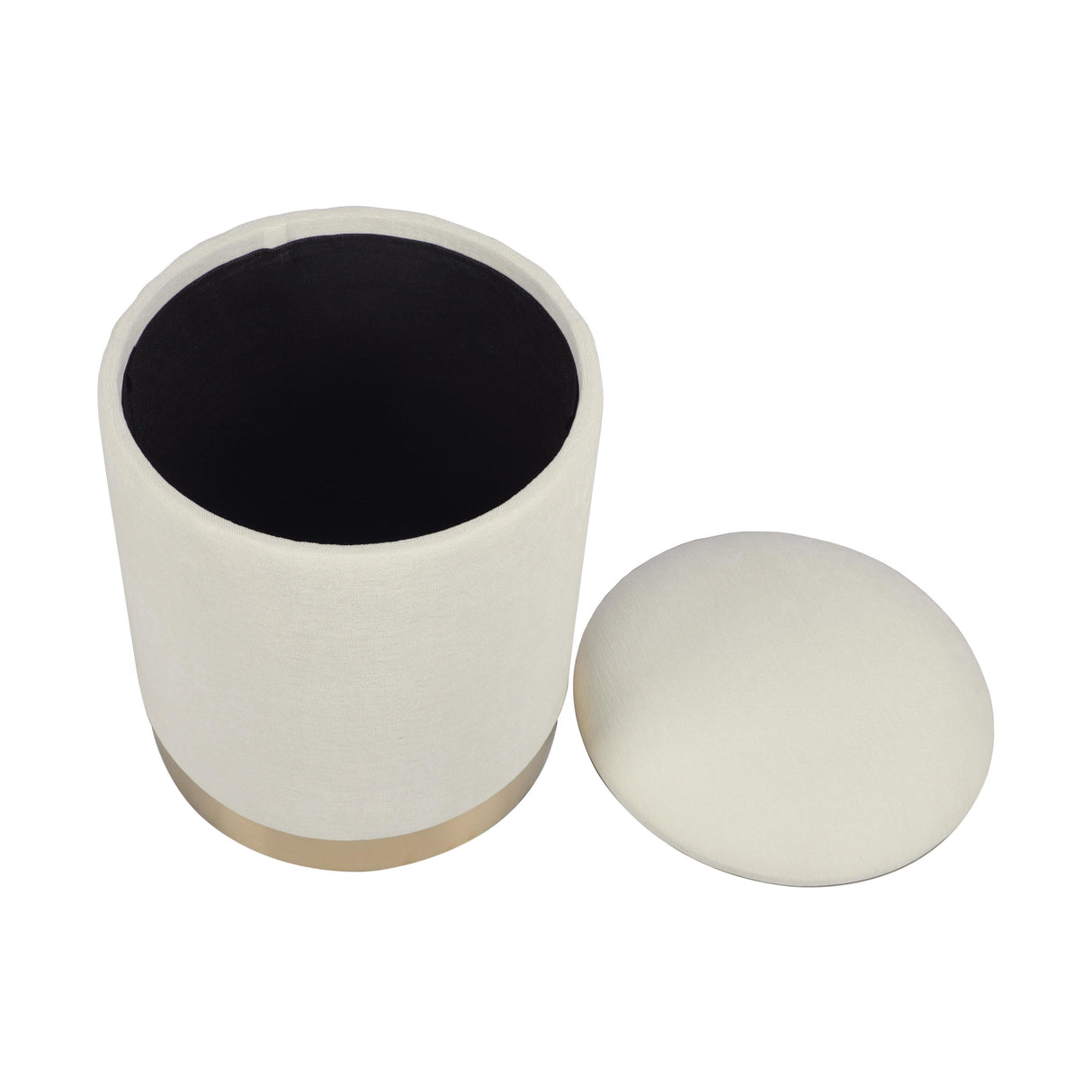 TOV Zoe Cream Chenille Storage Ottoman